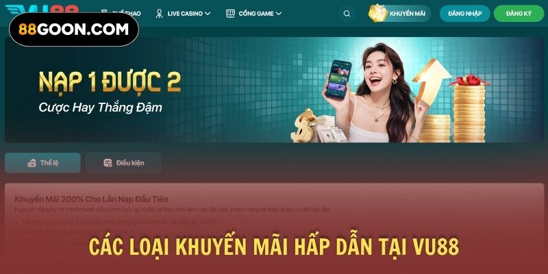Các loại khuyến mãi hấp dẫn tại VU88
